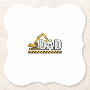 Constructie papa graafmachine vintage shirt ontwer kartonnen onderzetters
