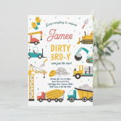 Constructie Vuile 3e-y Dump Truck 3e verjaardag Kaart (Staand voorkant)