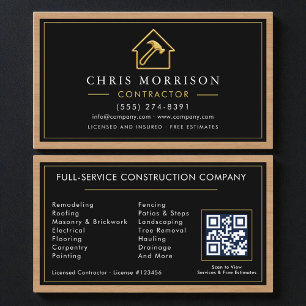 Constructie Zwart Goud Metallic Hout QR Code Visitekaartje