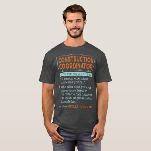 Constructiecoördinator dictionary Noun Wizard T-shirt (Voorkant volledig)