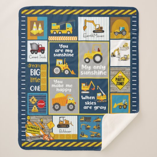 Constructiegrond, bouwgeschenken sherpa deken (Voorkant)