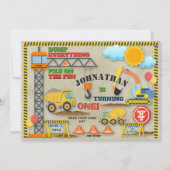 Construction 1er Anniversaire Invitation (Devant)