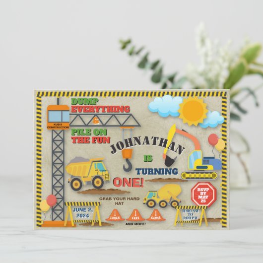 Construction 1er Anniversaire Invitation (Debout devant)