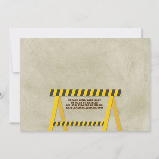 Construction 1er Anniversaire Invitation (Dos)