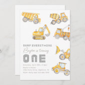 Construction 1er Anniversaire Invitation (Devant / Derrière)