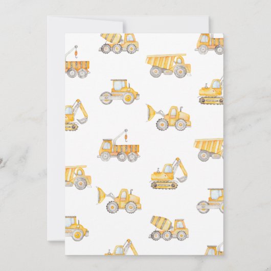 Construction 1er Anniversaire Invitation (Dos)