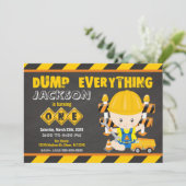 Construction 1er anniversaire Invitation Chalkboar (Debout devant)