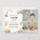 Construction 1er Anniversaire Photo Invitation (Devant)
