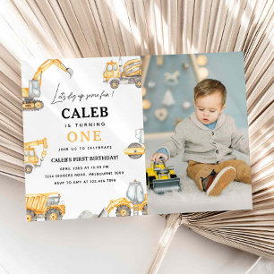Construction 1er Anniversaire Photo Invitation