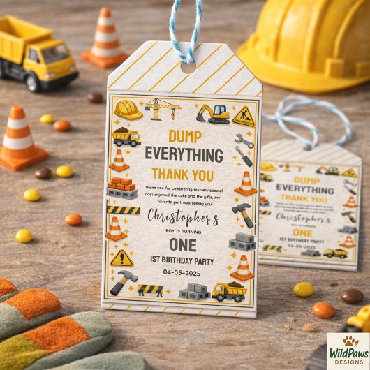 Construction 1ST Birthday | Builder Truck Party Cadeaulabel