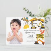 Construction 1st Birthday Invitation | Truck (Debout devant)