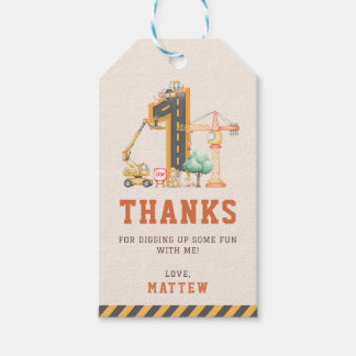 Construction 1st Birthday Party Thank You Cadeaulabel
