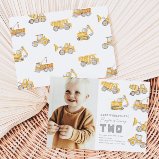 Construction 2e Invitation anniversaire | Camion