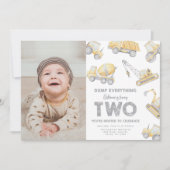 Construction 2nd TWO Birthday Party Kaart (Voorkant)