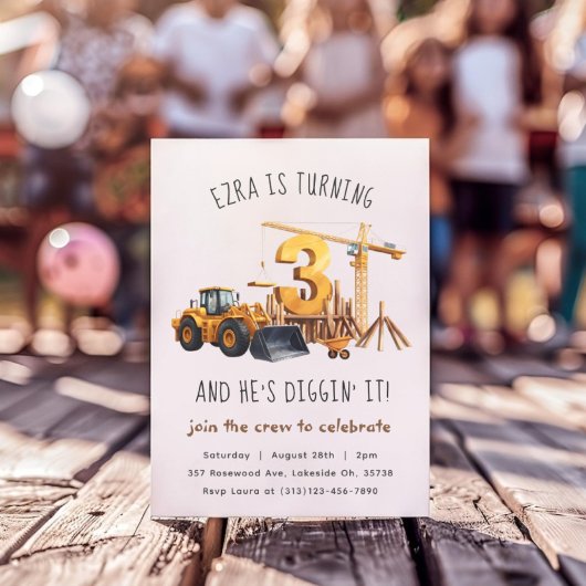 Construction 3ème anniversaire de fête Invitation