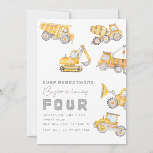 Construction 4ème anniversaire Invitation (Devant)