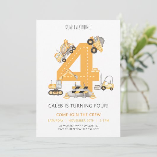 Construction 4ème anniversaire Invitation (Debout devant)