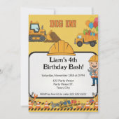 Construction 4th Birthday Invitation | Boy Truck  (Devant)
