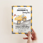 Construction 4th Birthday Invitation, Dump Truck Kaart