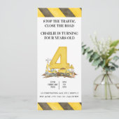 Construction 4th Birthday Invitation Kaart (Staand voorkant)