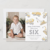 Construction 6th SIX Birthday Party Kaart (Voorkant)