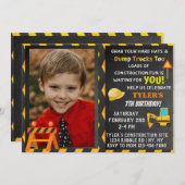 Construction Anniversaire Fête Photo Invitation (Devant / Derrière)