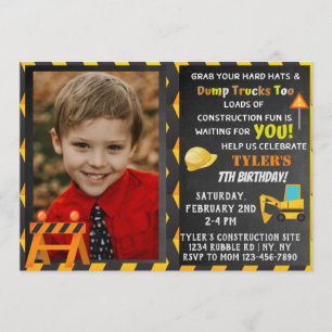 Construction Anniversaire Fête Photo Invitation