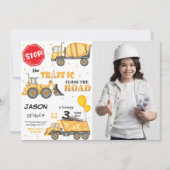 Construction Anniversaire Invitation avec photo (Devant)