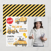 Construction Anniversaire Invitation avec photo (Devant / Derrière)