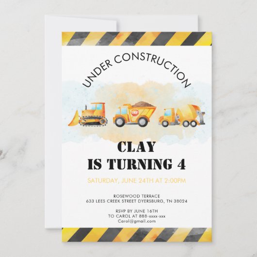 Construction Anniversaire Invitation Camion Annive (Devant)