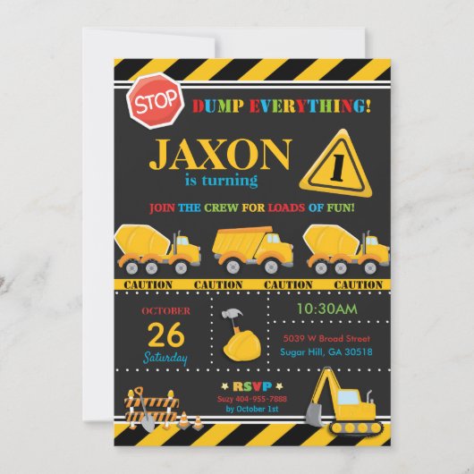 Construction Anniversaire Invitation Garçon (Devant)