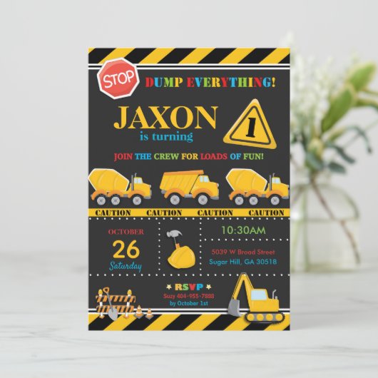 Construction Anniversaire Invitation Garçon (Debout devant)