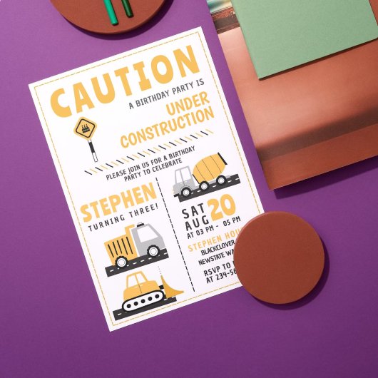 Construction Anniversaire Invitation pour enfants 