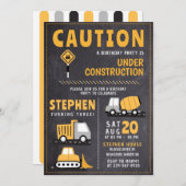 Construction Anniversaire Invitation pour enfants  (Devant / Derrière)