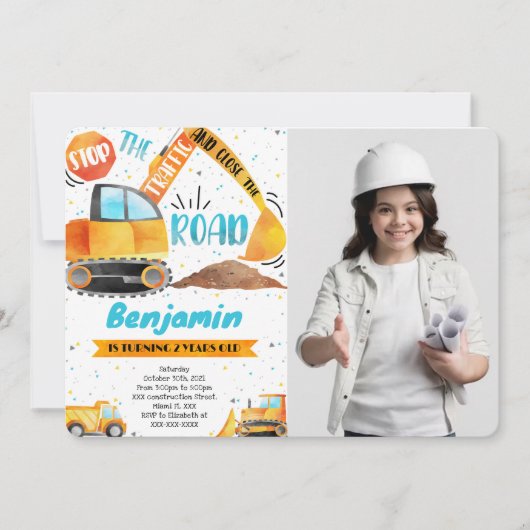 Construction Anniversaire Invitations photo (Devant)