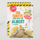 Construction aquarelle Invitation d'anniversaire (Devant / Derrière)