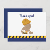 Construction Baby Boy Baby shower Merci notes (Devant / Derrière)