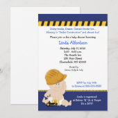 CONSTRUCTION Baby shower OUVRIER Invitation 5x7 (Devant / Derrière)
