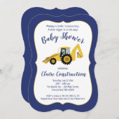 Construction Backhoe Boy Baby shower Invitation (Devant / Derrière)