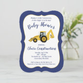 Construction Backhoe Boy Baby shower Invitation (Debout devant)