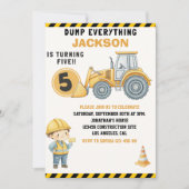 Construction Birthday 5 | Dump Truck & Excavator Kaart (Voorkant)