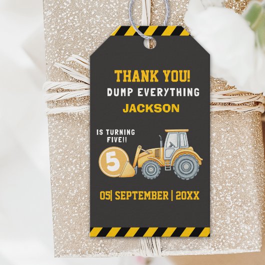 Construction Birthday 5th | Dump Truck Excavator Cadeaulabel