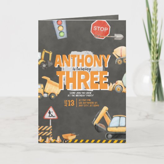 Construction Birthday Invitation (Devant)