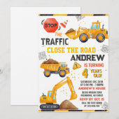 Construction Birthday Invitation (Devant / Derrière)