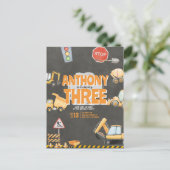 Construction Birthday Invitation Briefkaart (Staand voorkant)