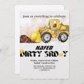 Construction Birthday Invitation Editable Dump Tru (Devant / Derrière)