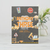 Construction Birthday Invitation Kaart (Staand voorkant)