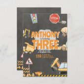 Construction Birthday Invitation Kaart (Voorkant / Achterkant)