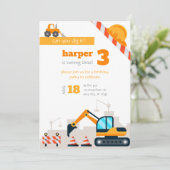 Construction birthday invitation template bday bedankkaart (Staand voorkant)