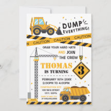 Construction Birthday kid Invitation